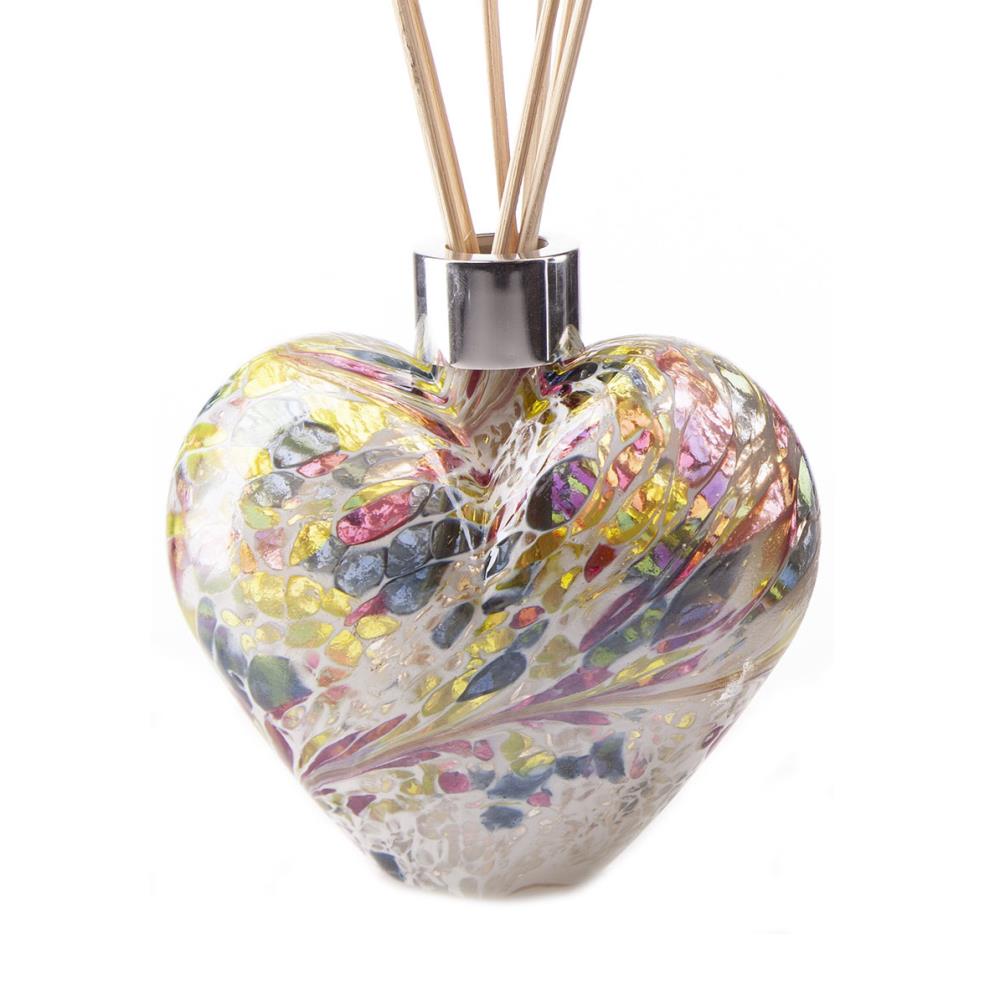 Amelia Art Glass White & Multi-Coloured. Heart Reed Diffuser Gift Set  Extra Image 1